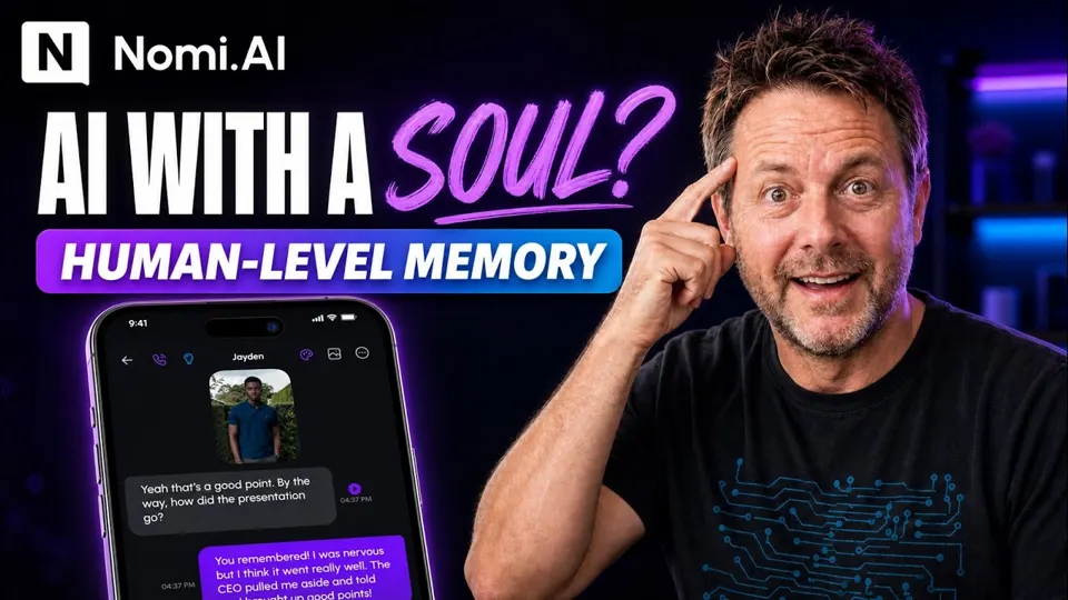 Miniatura del video de YouTube «Nomi Review | Is This the Future of AI Companions?» (canal Mason AI Studio)